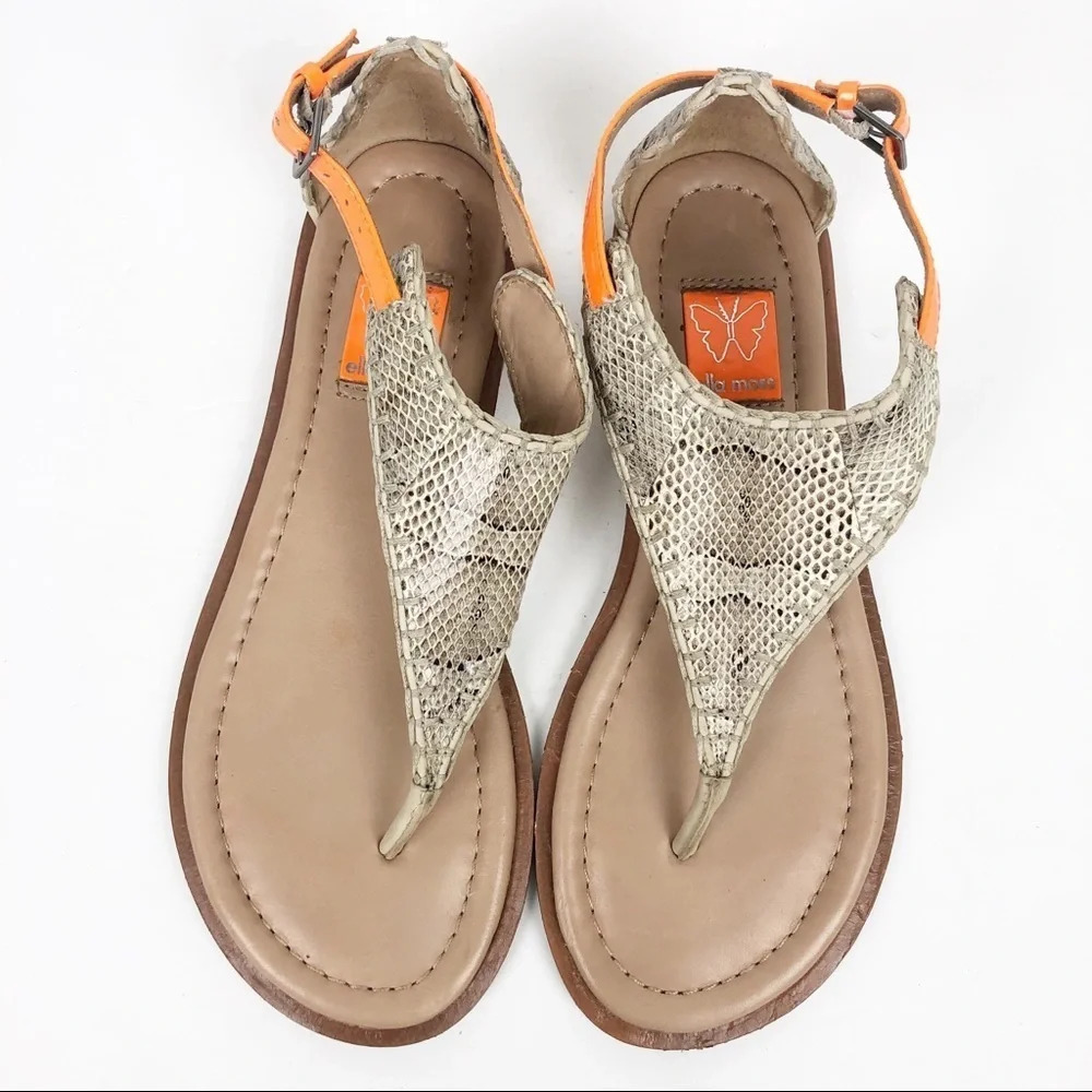 Ella Moss | Tan & Orange Snakeskin Thong Sandals